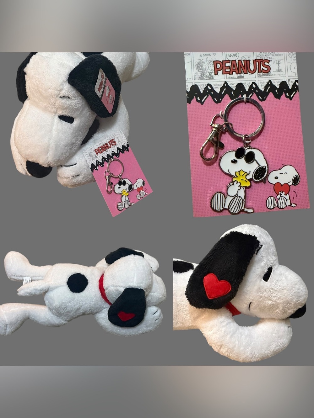 New W/ Tags! Peanuts 21” Lying Snoopy Plush & Snoopy / Woodstock Enamel Keychain